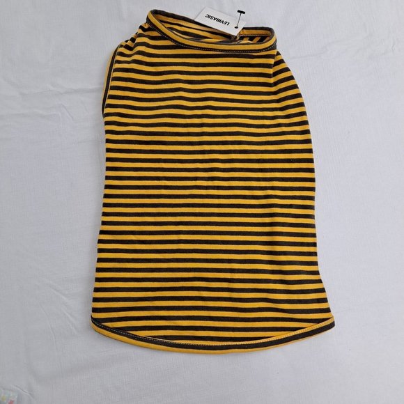 Unbranded Other - Dog T-shirt Yellow Gray Horizontal Stripes Small